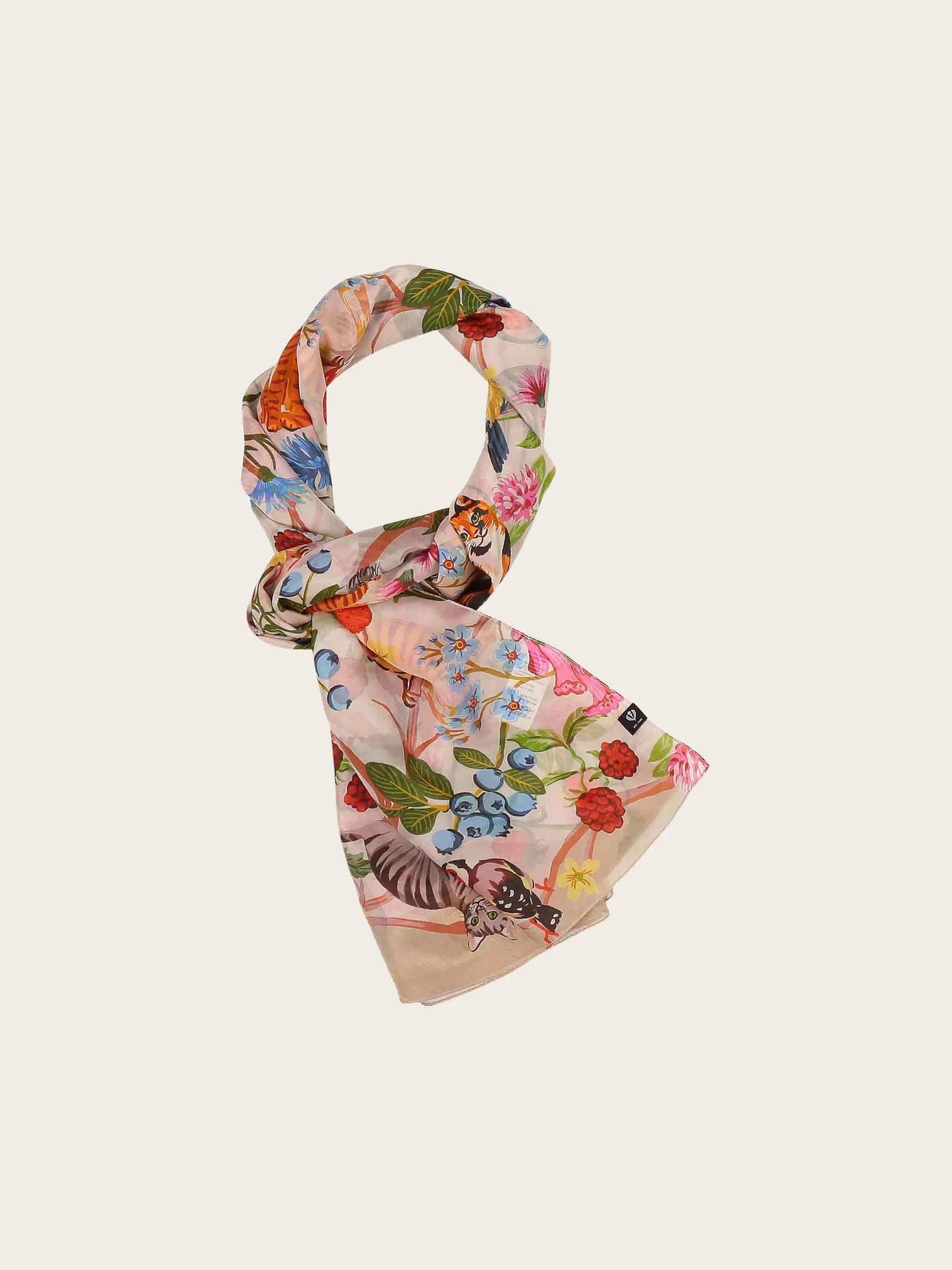 FRAAS Silk Animal and Plant Print Shawl