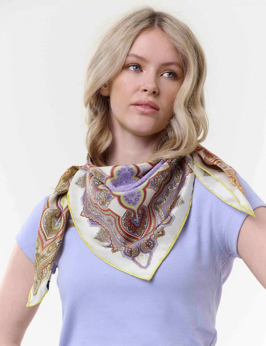 FRAAS Silk Paisley Print Square Scarf