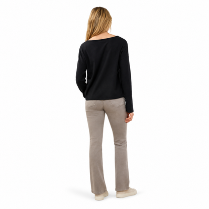 FDJ Notch Neck Rib Sleeve Sweater