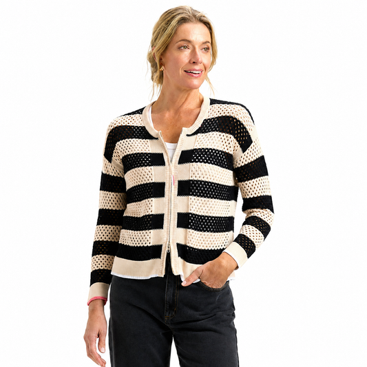 Zaket & Plover Pointelle Zip Cardi