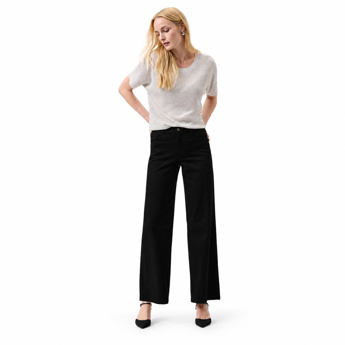 Joseph Ribkoff Mid-Rise Wide-Leg Jeans, Style #251968