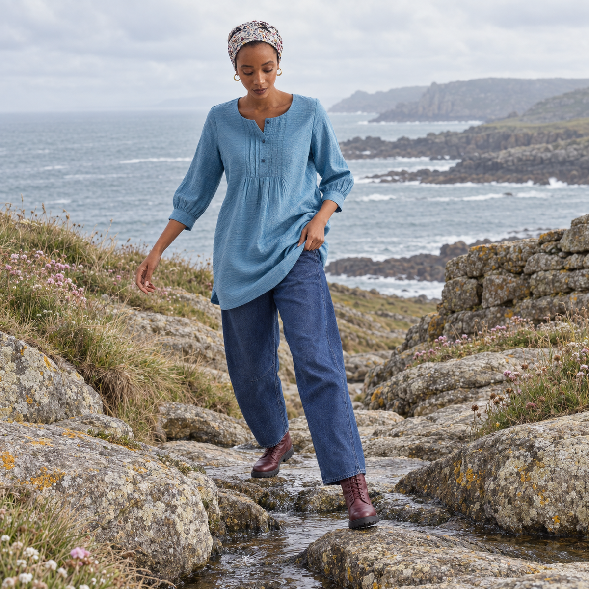 Seasalt Cornwall Lerryn Printed A-Line Tunic
