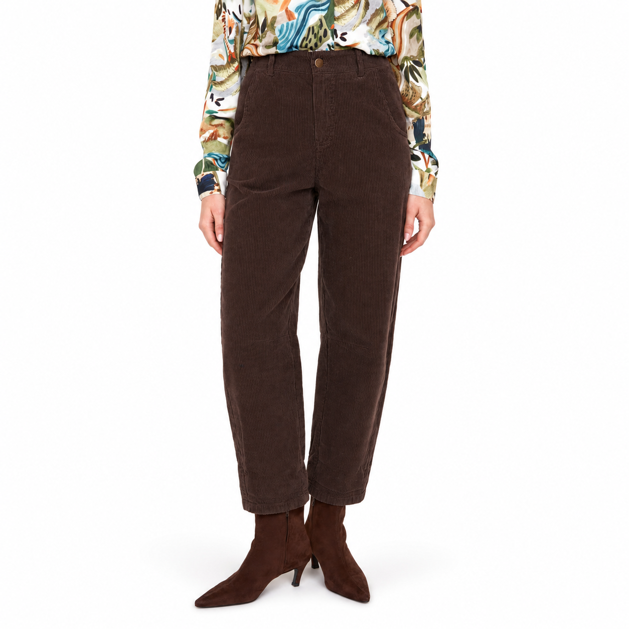 Renuar Corduroy Barrel-Leg Pant
