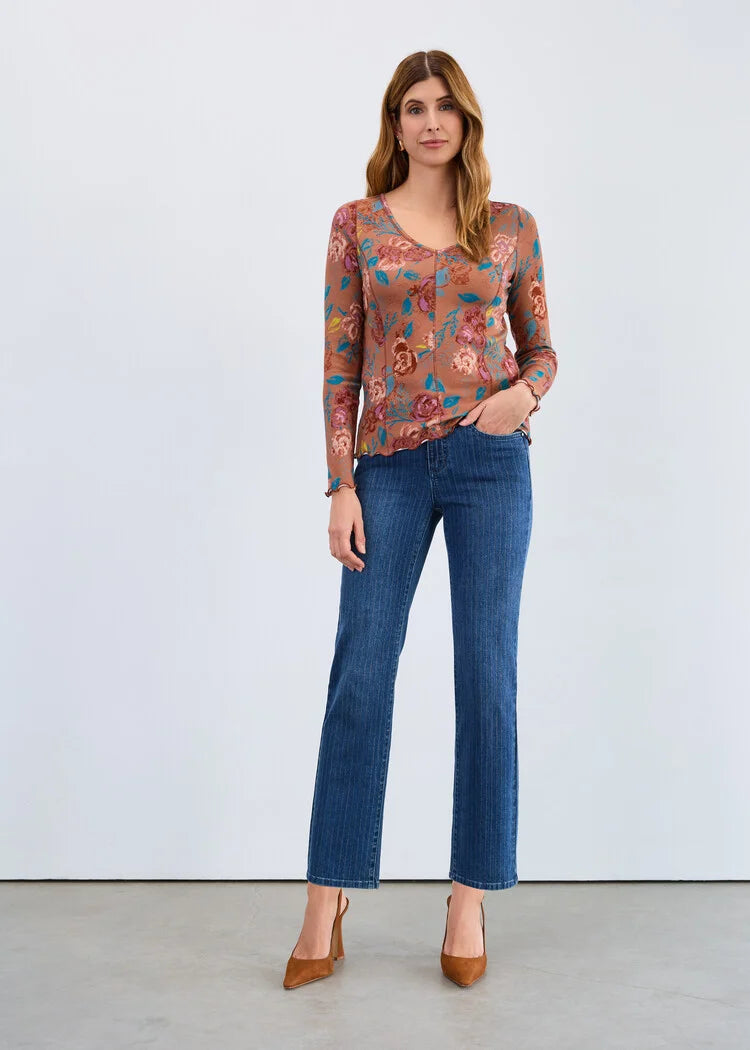FDJ Long Sleeve V-Neck Top, Style #3461161