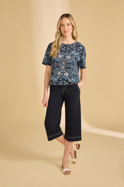 FDJ Short Sleeve Embellished Top, Style 3992476