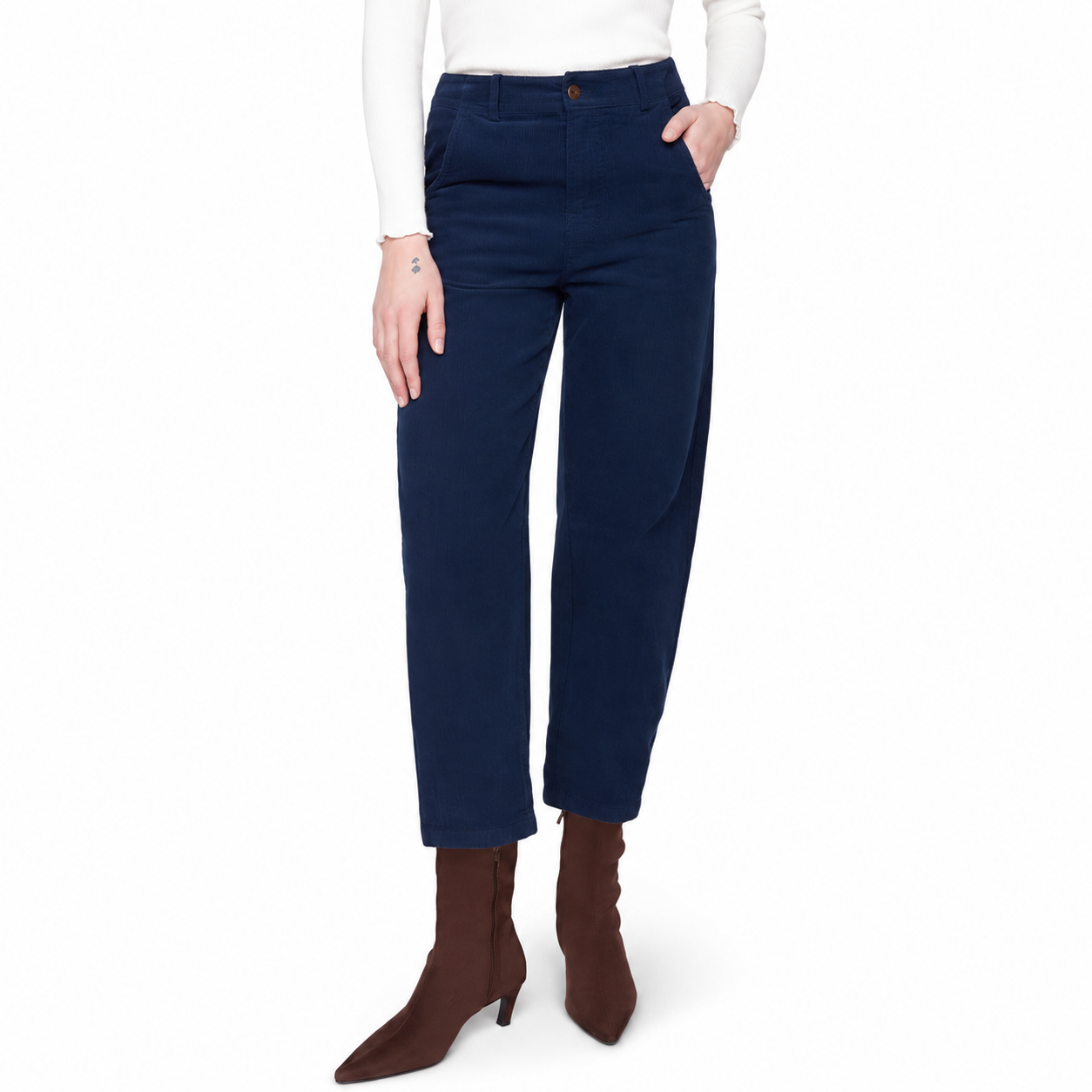 Renuar Corduroy Barrel-Leg Pant