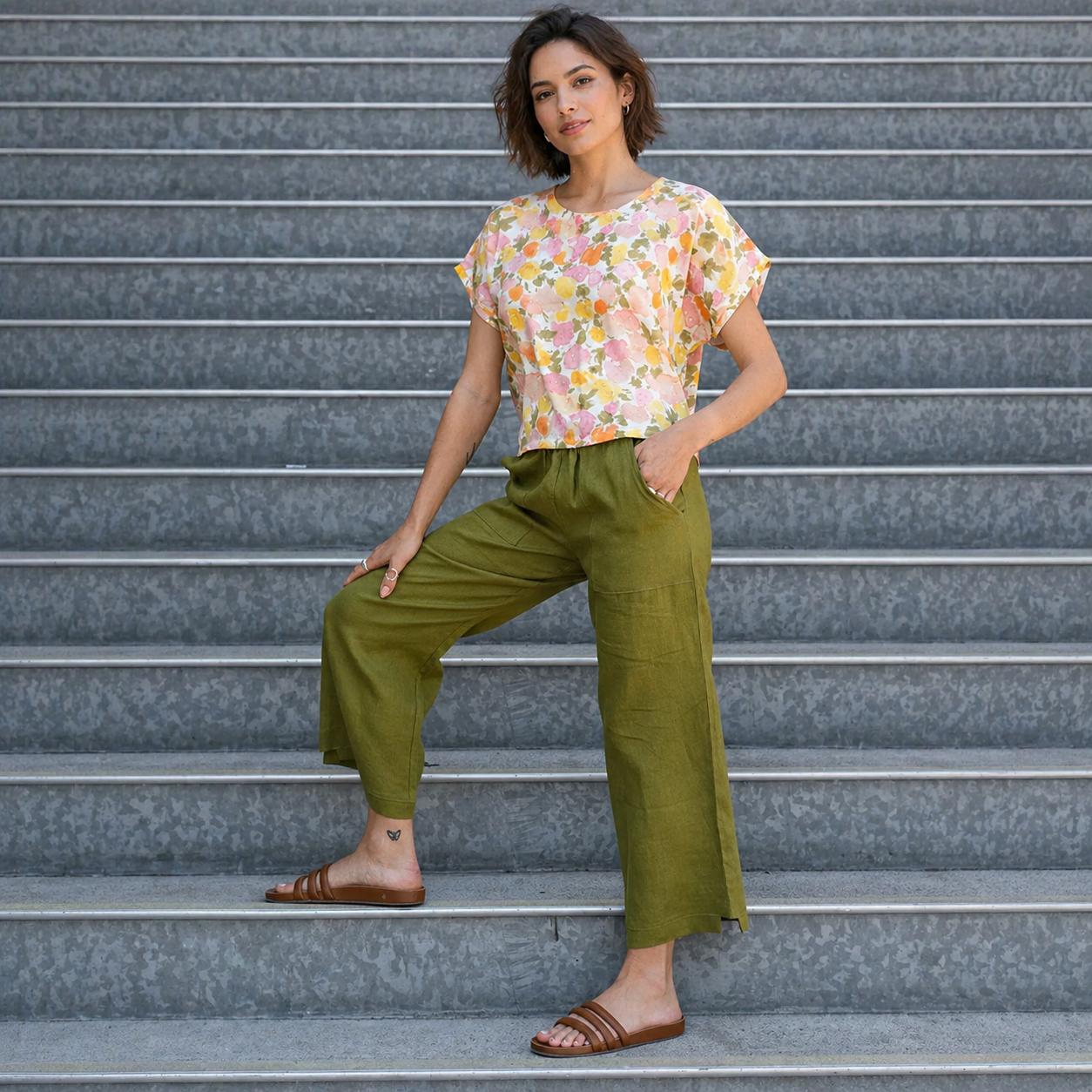 Nomi Designs Jean Linen Capri