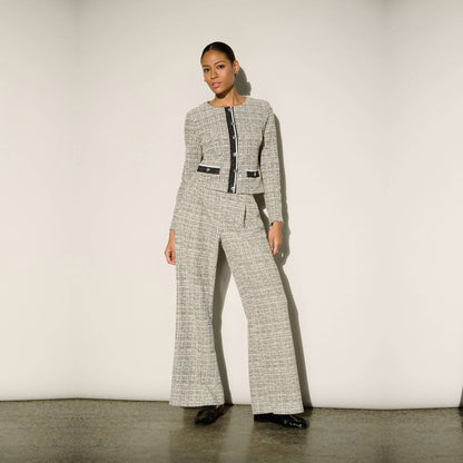 Joseph Ribkoff Plaid Boucle Wide-Leg Pants Style 264079