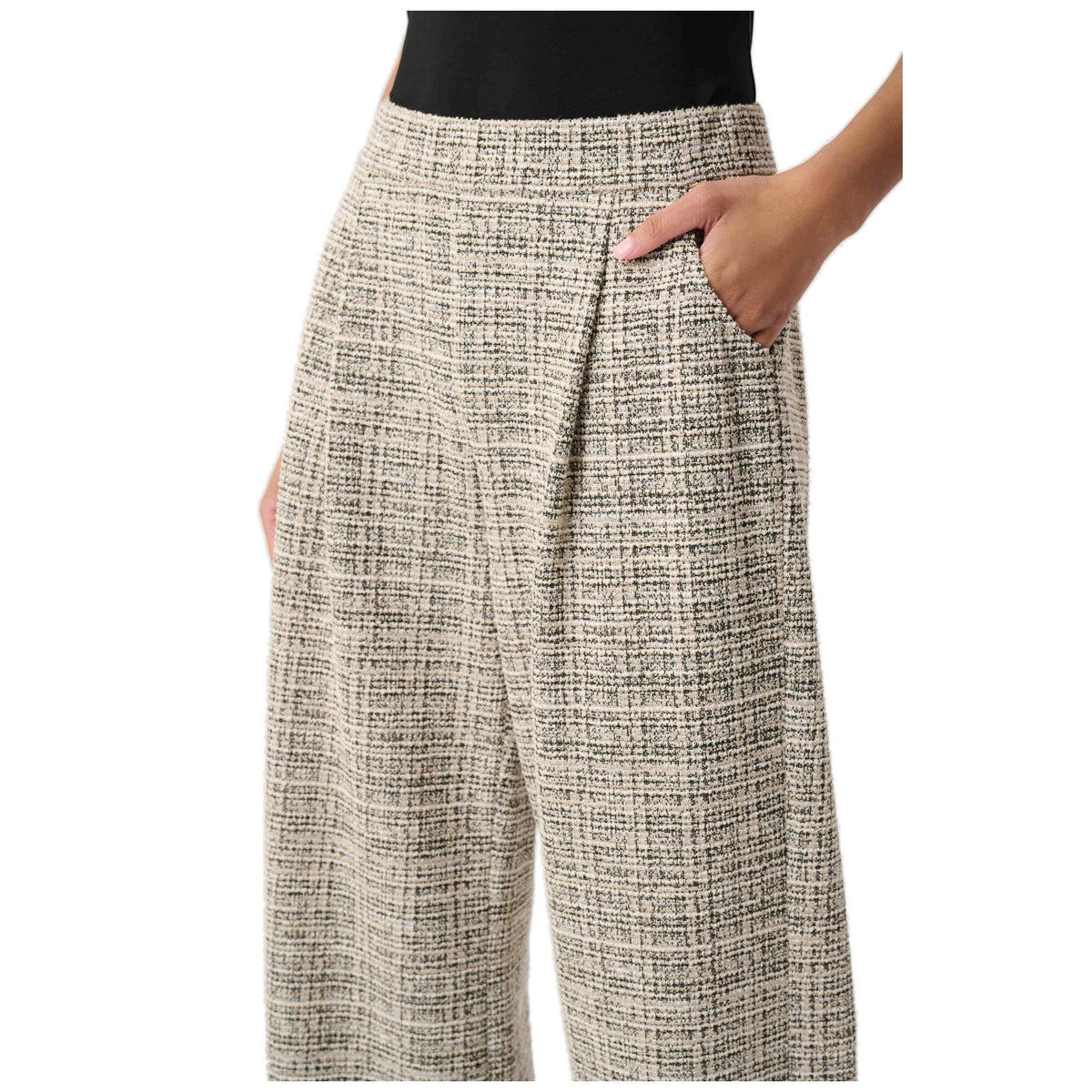 Joseph Ribkoff Plaid Boucle Wide-Leg Pants Style 264079
