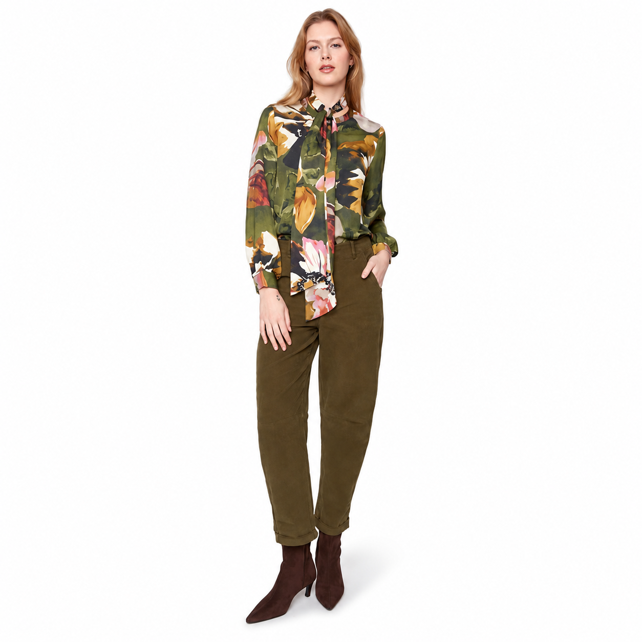 Renuar Corduroy Barrel-Leg Pant