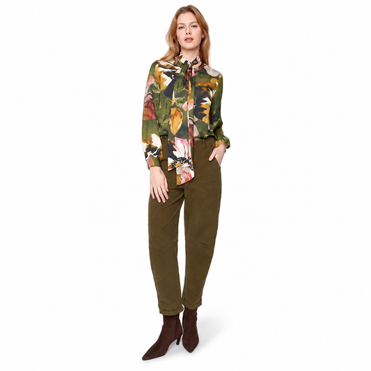 Renuar Corduroy Barrel-Leg Pant