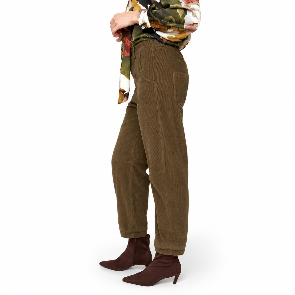Renuar Corduroy Barrel-Leg Pant