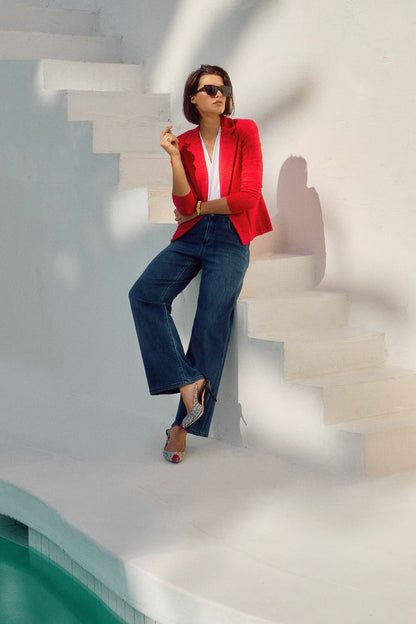 Joseph Ribkoff Mid-Rise Wide-Leg Jeans, Style #251968