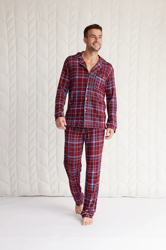 This is J Men's Long Sleeve Button-Down Pajama Set