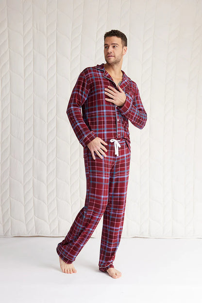 This is J Men's Long Sleeve Button-Down Pajama Set