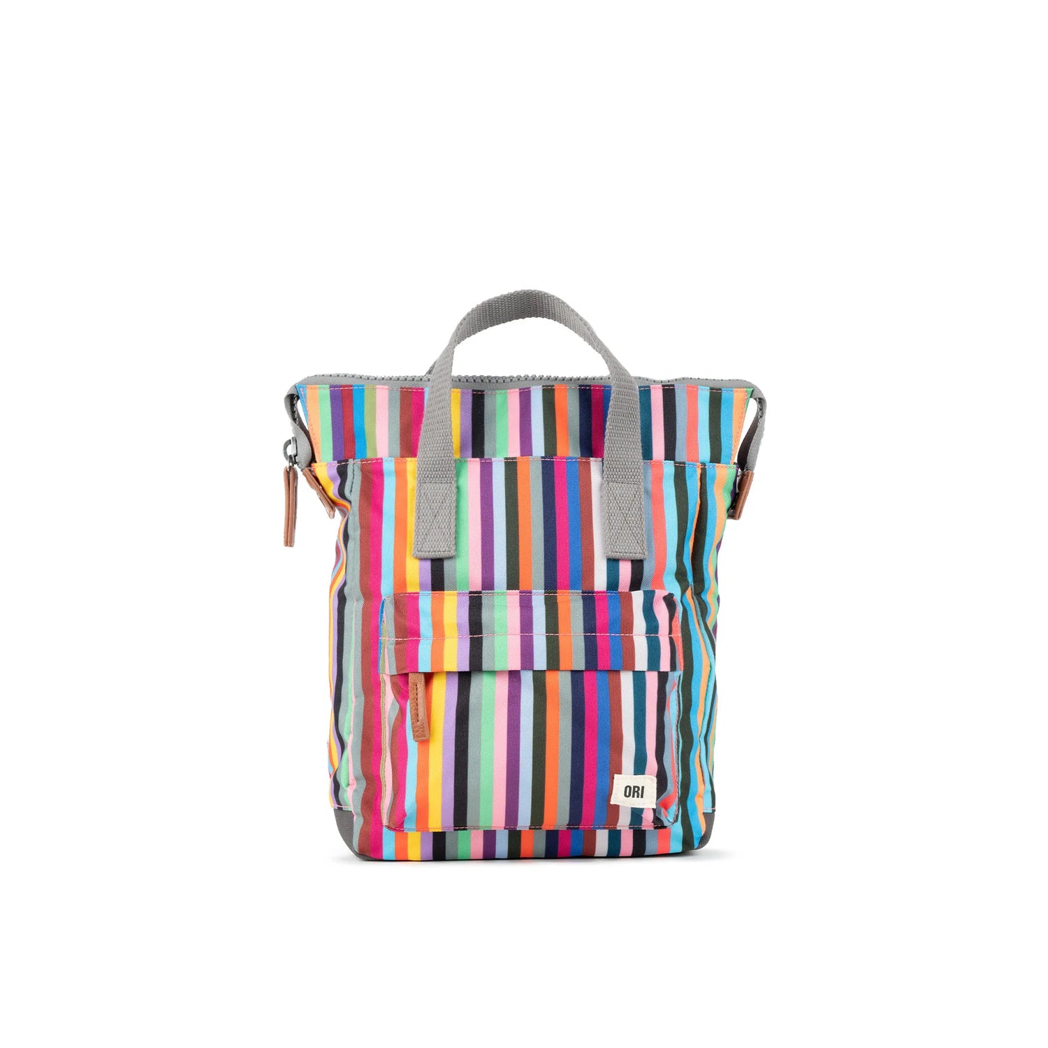 Multicolored striped Ori London Bantry B Canvas Small	backpack on a white background