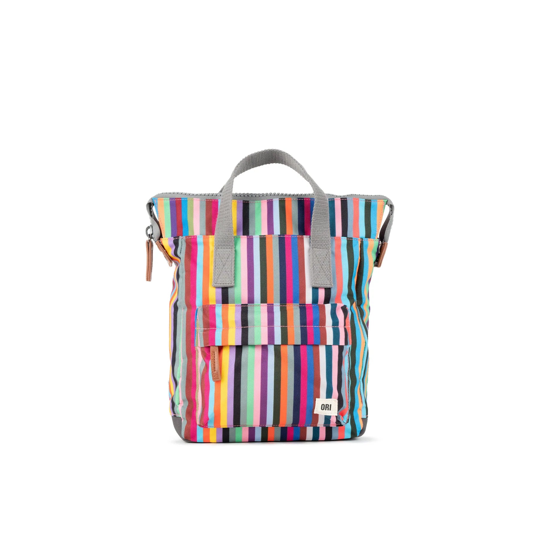 Multicolored striped Ori London Bantry B Canvas Small	backpack on a white background