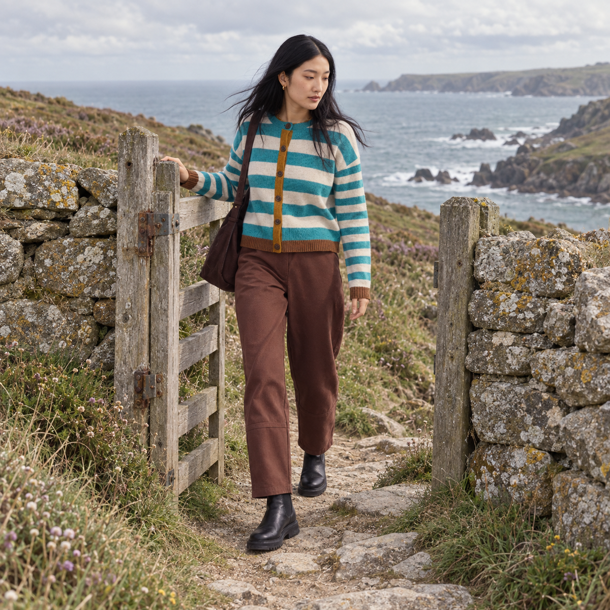 Seasalt Cornwall Painted Forms Organic Cotton Tapered Trousers