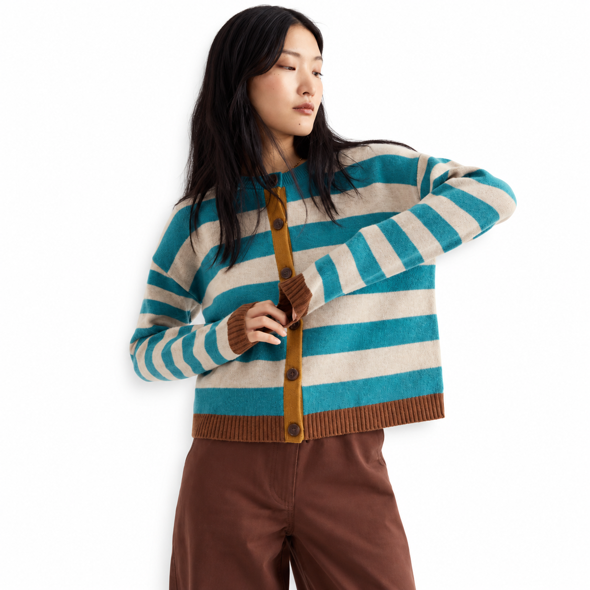 Seasalt Cornwall Pinwell Striped Cardigan Made With Lambswool