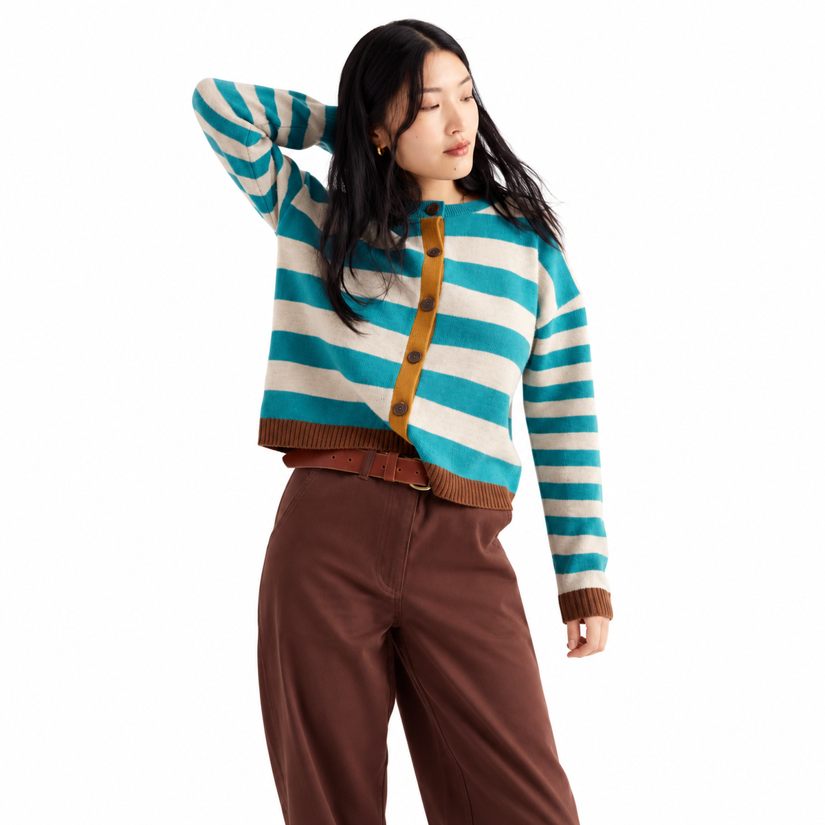 Seasalt Cornwall Pinwell Striped Cardigan Made With Lambswool