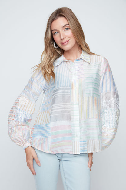 Renuar Patchwork Poet Blouse, Style #R5249