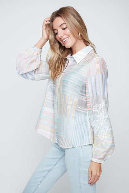 Renuar Patchwork Poet Blouse, Style #R5249
