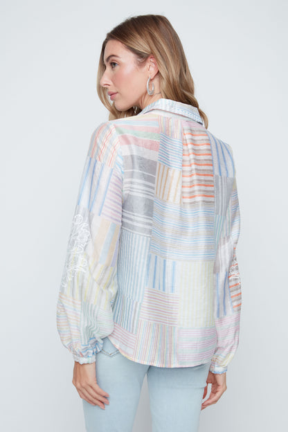 Renuar Patchwork Poet Blouse, Style #R5249