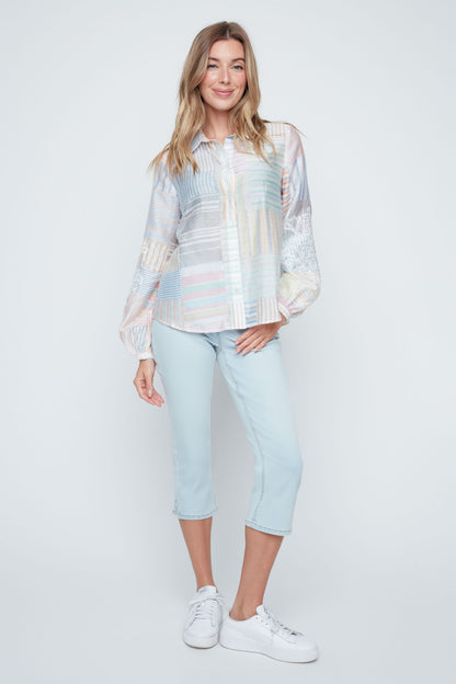Renuar Patchwork Poet Blouse, Style #R5249