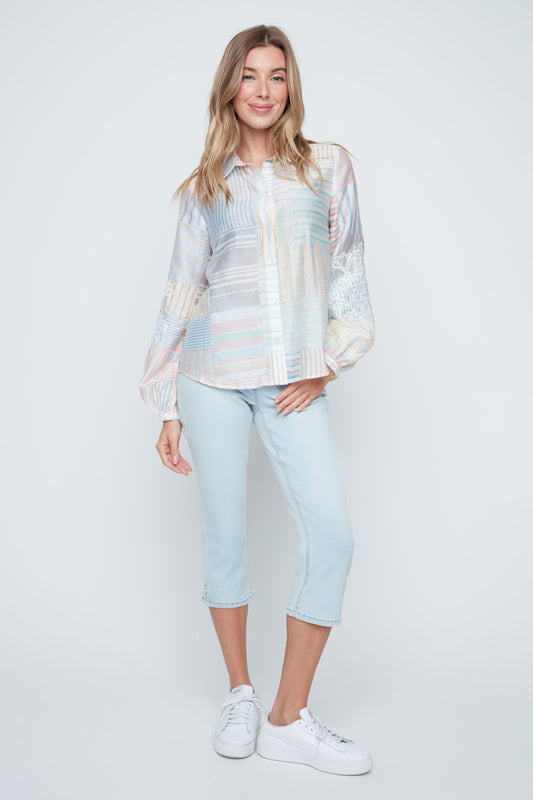 Renuar Patchwork Poet Blouse, Style #R5249