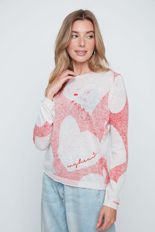 Renuar Love Heart Cotton Sweater, Style R6976