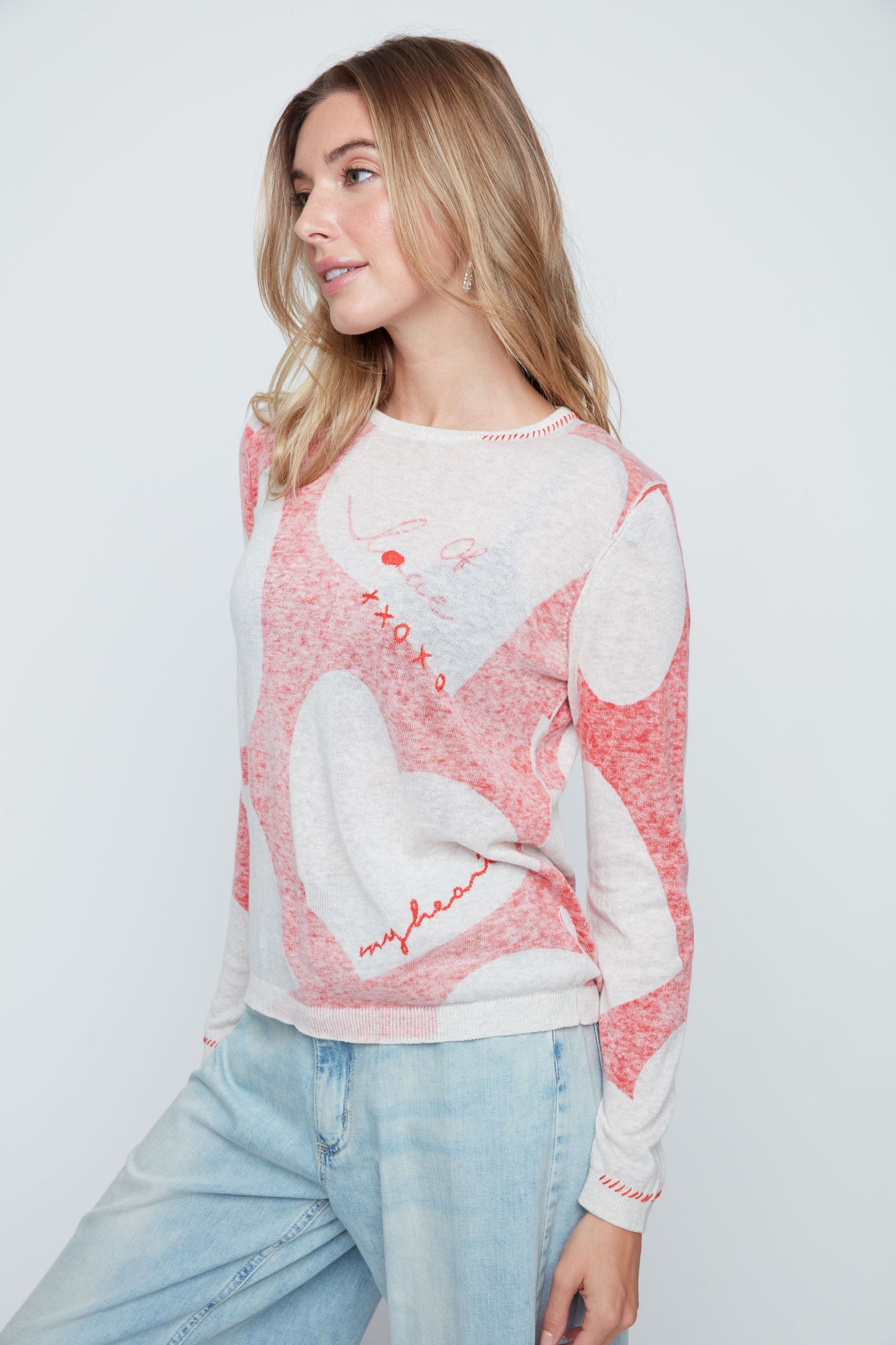 Renuar Love Heart Cotton Sweater, Style R6976