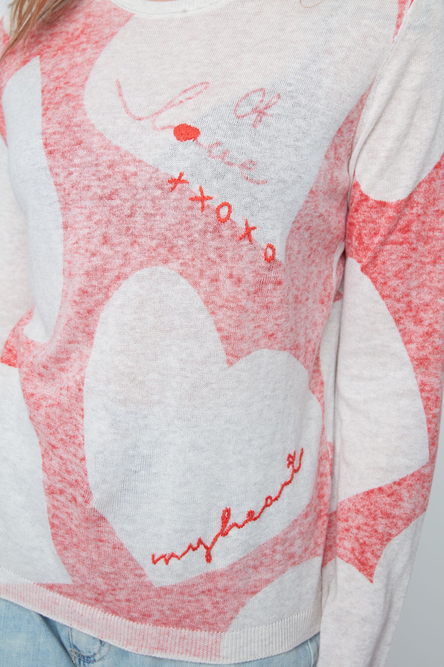 Renuar Love Heart Cotton Sweater, Style R6976