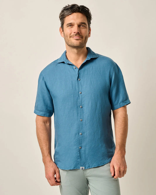 Johnnie-O Short Sleeve Hangin' Out Linen Button Up Shirt - Gianni, Style #JMWS100050