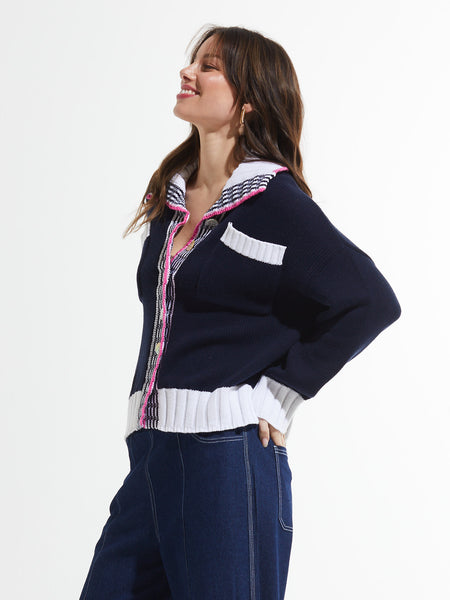 Zaket & Plover Collared Cardi, Style #ZP7419U