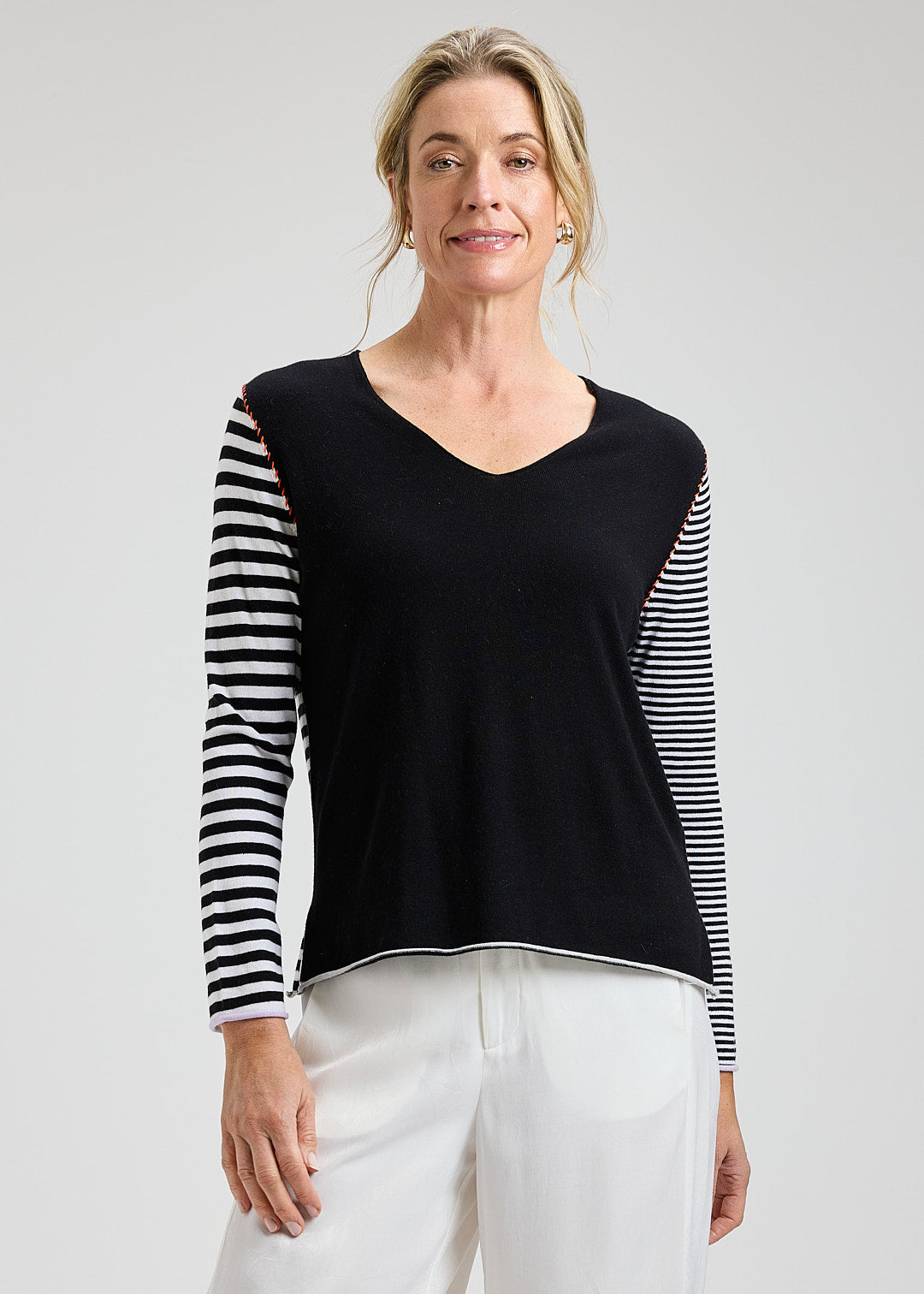 Zaket & Plover Striped V-Neck Sweater