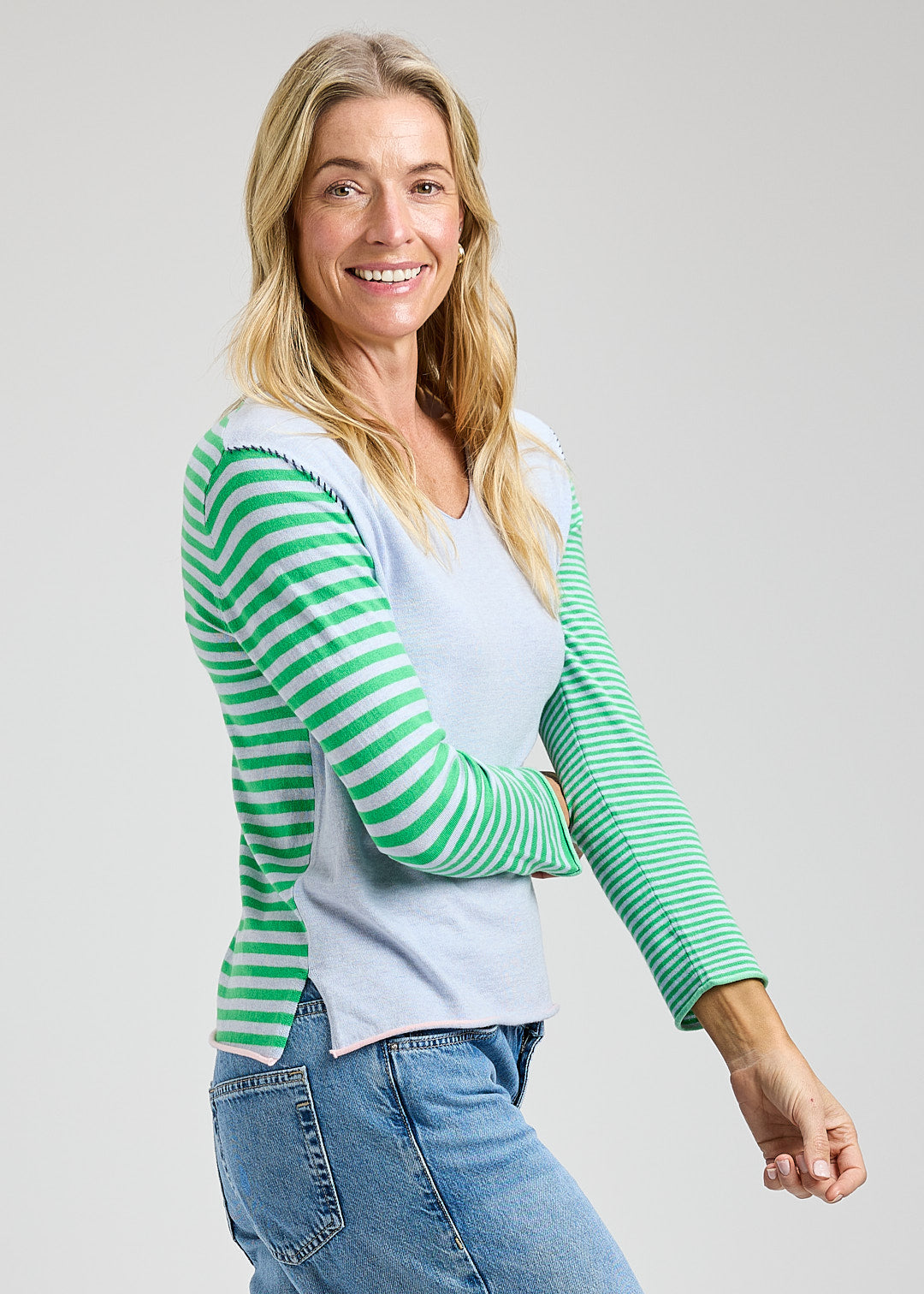 Zaket & Plover Striped V-Neck Sweater