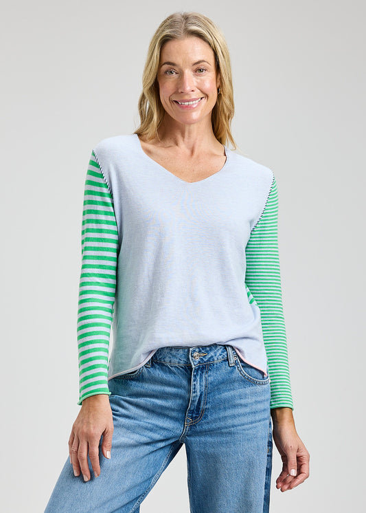 Zaket & Plover Striped V-Neck Sweater
