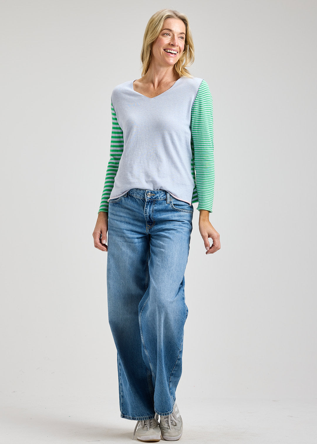 Zaket & Plover Striped V-Neck Sweater