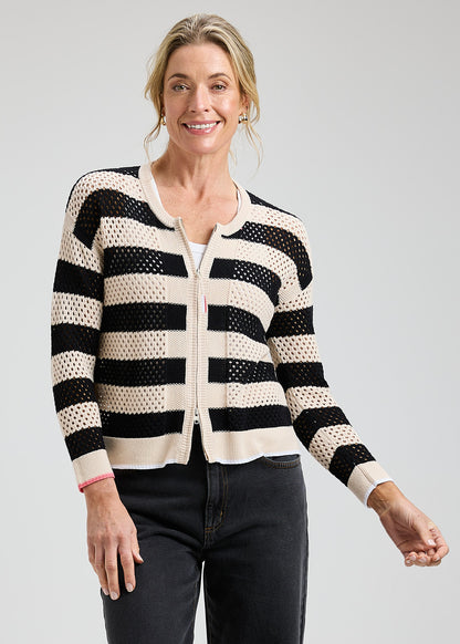 Zaket & Plover Pointelle Zip Cardi