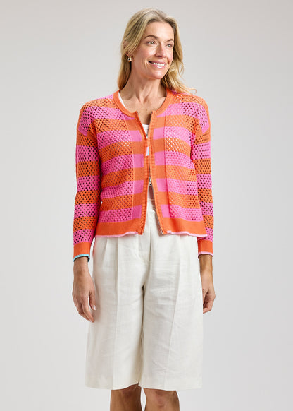 Zaket & Plover Pointelle Zip Cardi