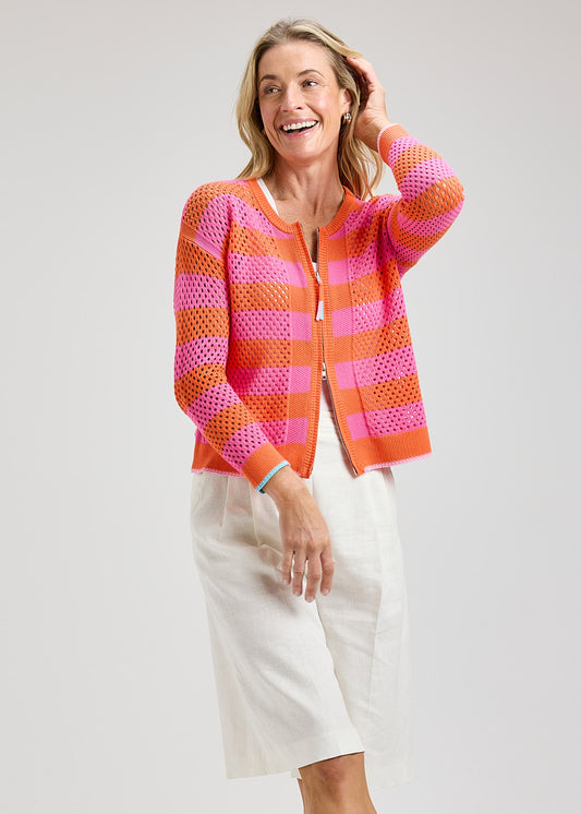 Zaket & Plover Pointelle Zip Cardi