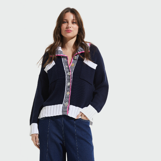 Zaket & Plover Collared Cardi, Style #ZP7419U