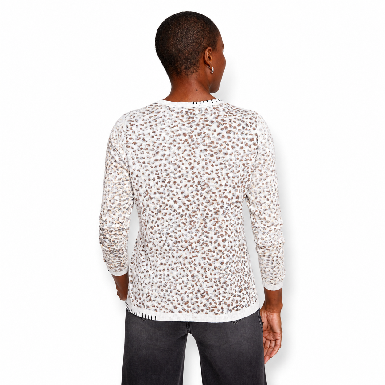 Renuar Animal Print Cotton Sweater