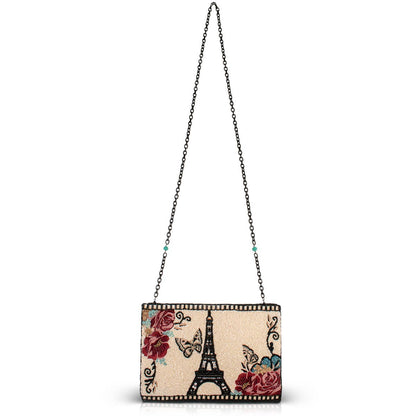 Parisian beaded crossbody bag with Eiffel tower