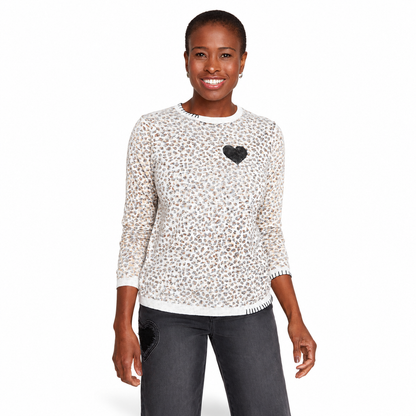 Renuar Animal Print Cotton Sweater
