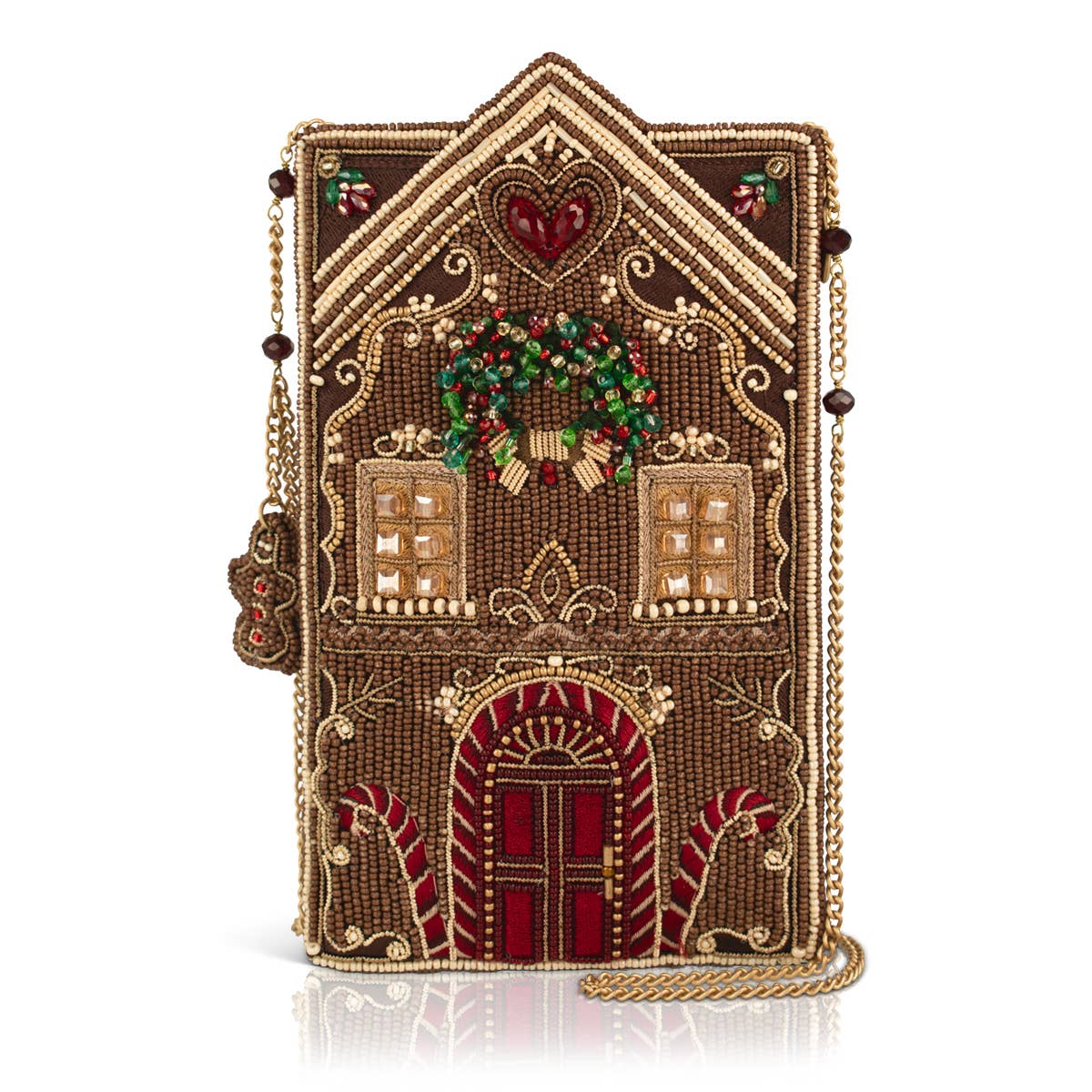 Candy Cottage beaded gingerbread house crossbody bag