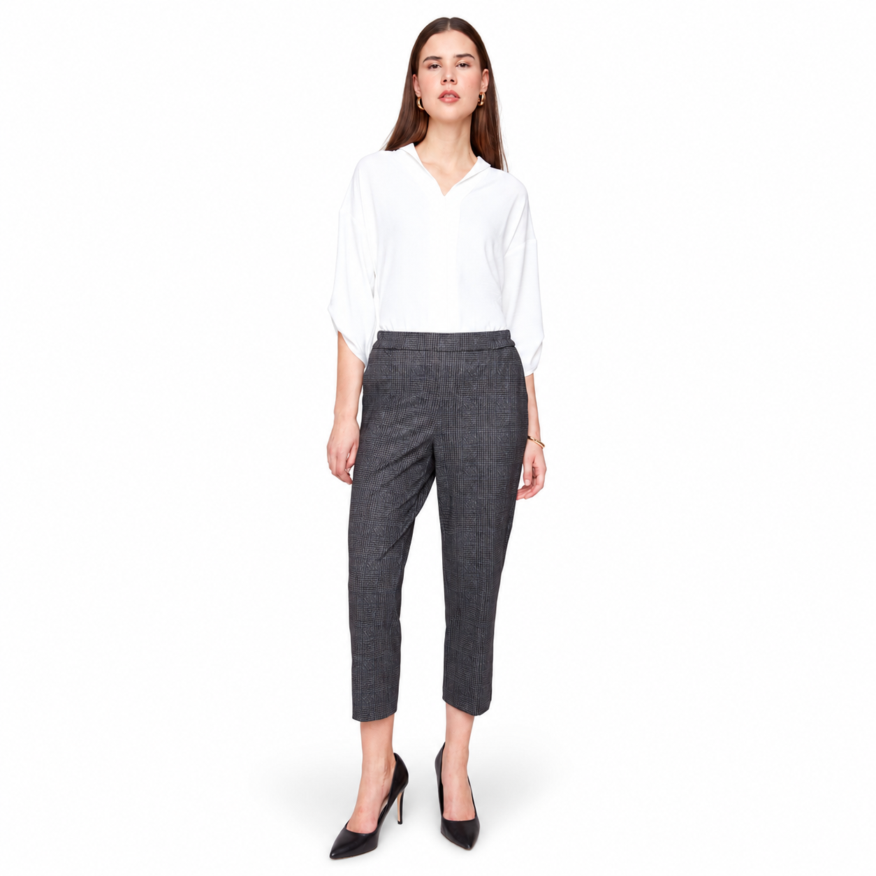 Renuar Glencheck Knit Pull-On Pants