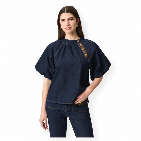 Joseph Ribkoff Featherweave™ Balloon-Sleeve Denim Top