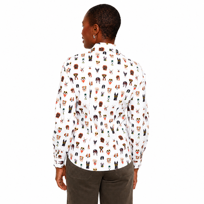 Renuar Dog Print Crisp Poplin Shirt