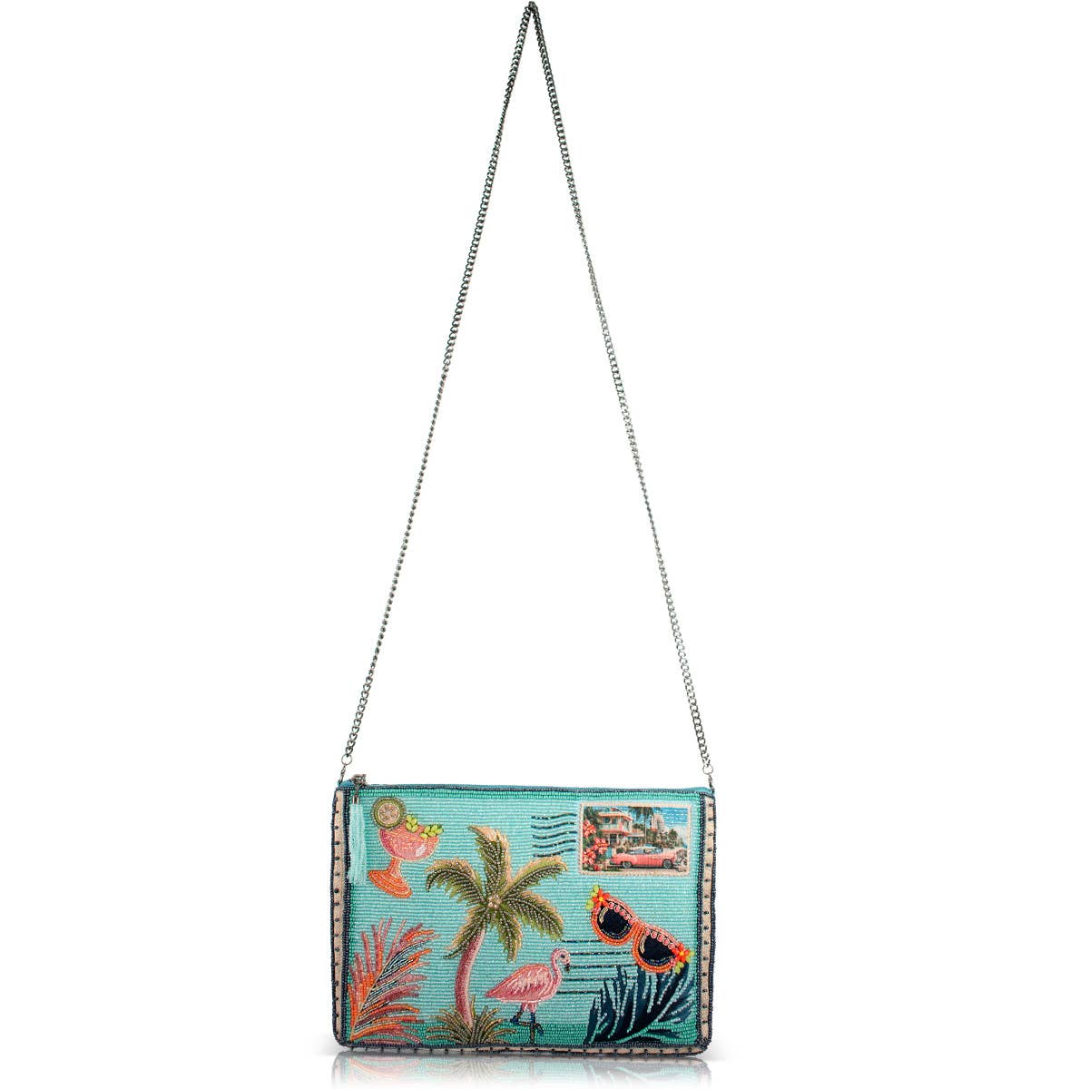 Coastal Notes Tropical Postcard Beaded Crossbody Handbag